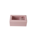 Customized MDF Music Transparent Window Matt Wooden Gift Packaging Pink Silk Screen Logo Small Jewelry Wood box